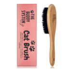 The Buddy System Cat Brush with Boar Bristle & Wooden Handle